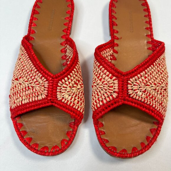 Carrie Forbes Salon Miste Woven Sandal Crimson Natural Slides REVOLVE Anthro 37 - Picture 3 of 10